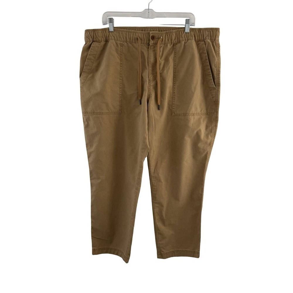 L.L.Bean Pants Mens 39x28 Beige Cotton Stretch Jogger Elastic Waist Casual